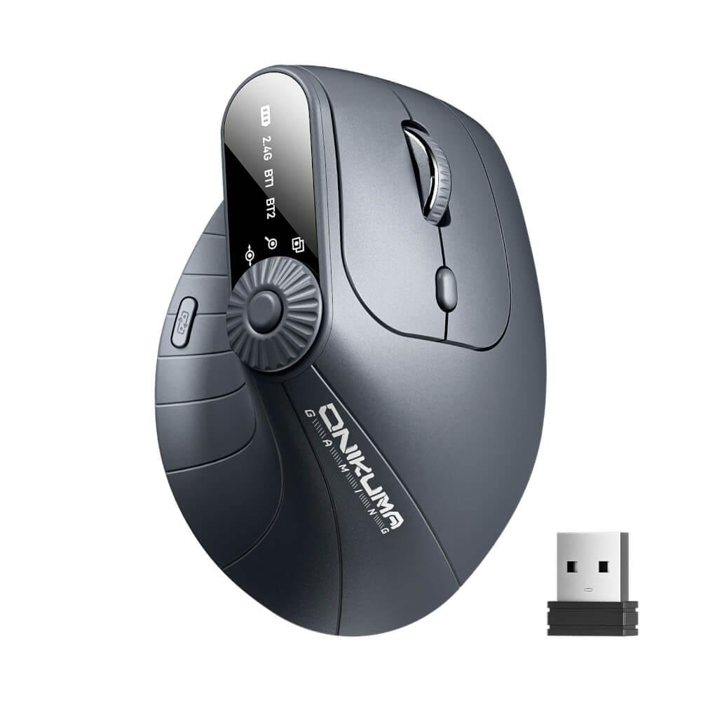 เมาส์ไร้สาย ONIKUMA CW932 WIRELESS VERTICAL MOUSE เชื่อมต่อ 2.4G / BLUETOOTH 1-2 - สีดำ_0